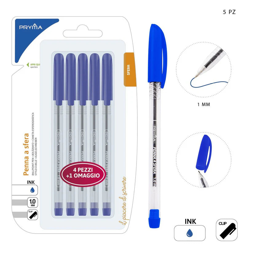 PRYMA PENNA SFERA START 1MM 5PZ BLU BL.