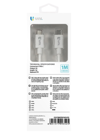CAVO DI RICARICA RAPIDA DA UNI-C A C 3A(CB8350,BIA